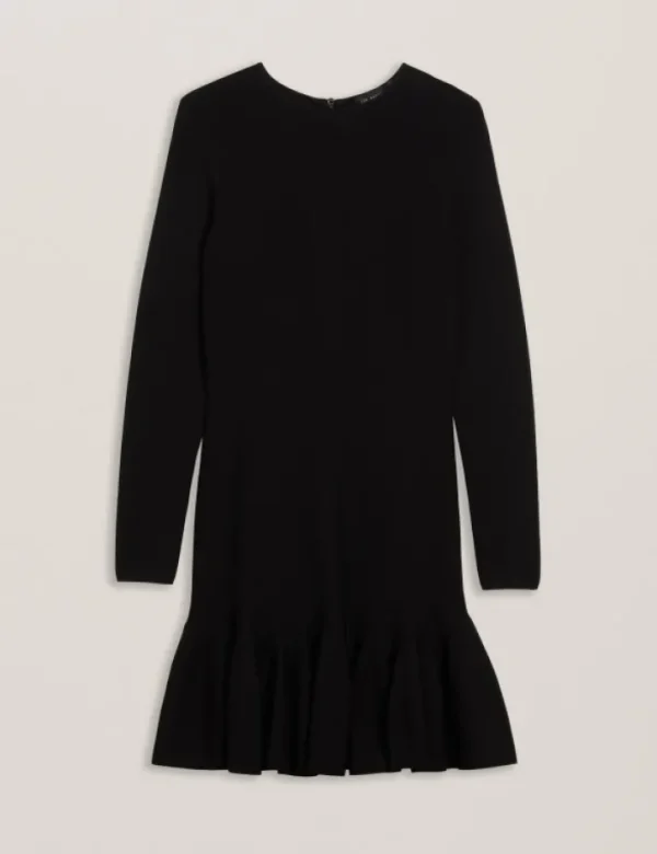 Loisss Flounce Hem Long Sleeve Knitted Mini Dress<Ted Baker Cheap