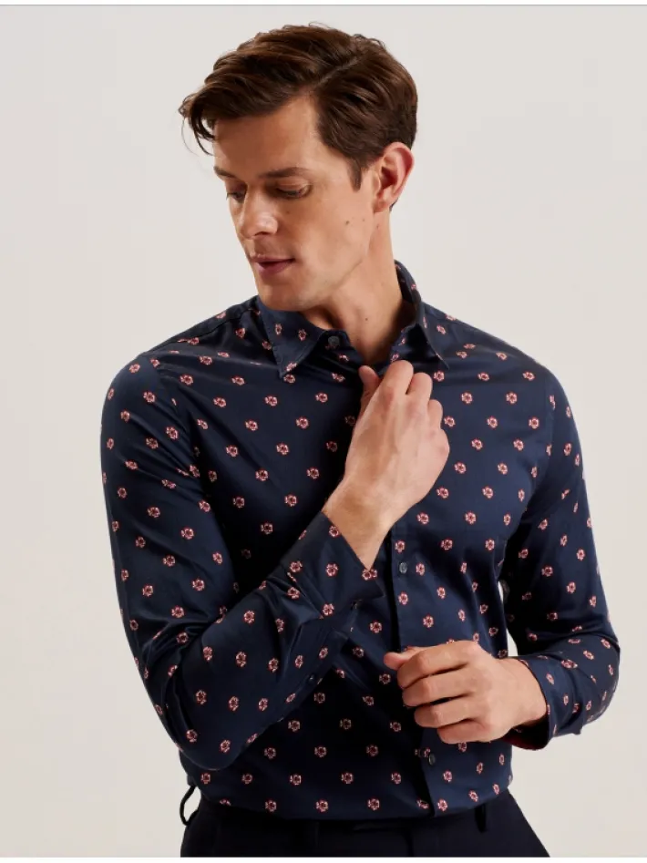 mikceal_floral_pattern_sl_1.webp Mikceal Floral Pattern Slim Fit Long Sleeve Shirt<Ted Baker Clearance