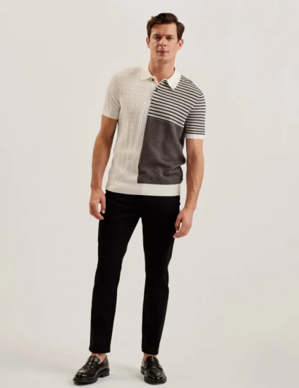 Minsta Textured Patchwork Knit Polo Shirt<Ted Baker Fashion