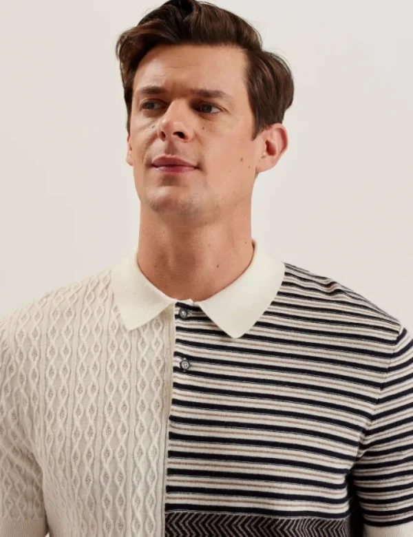 Minsta Textured Patchwork Knit Polo Shirt<Ted Baker Fashion