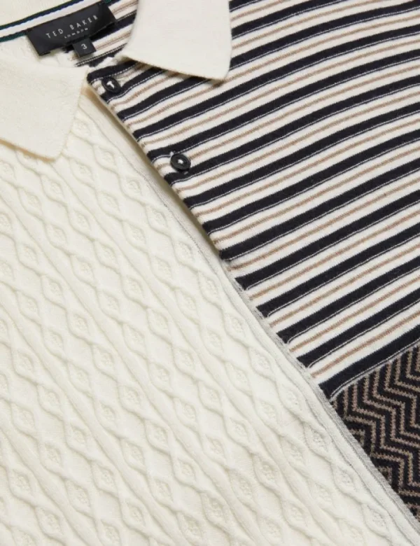 Minsta Textured Patchwork Knit Polo Shirt<Ted Baker Fashion