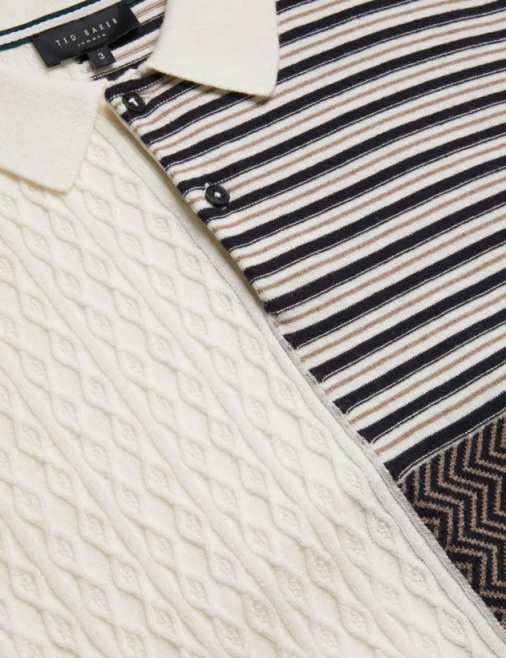minsta_textured_patchwork_2.webp Minsta Textured Patchwork Knit Polo Shirt<Ted Baker Fashion