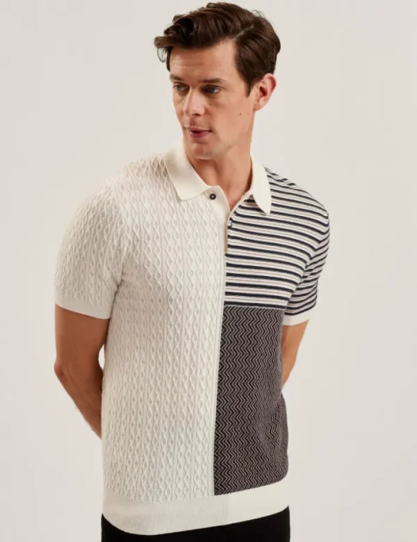 Minsta Textured Patchwork Knit Polo Shirt<Ted Baker Fashion
