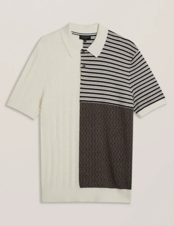Minsta Textured Patchwork Knit Polo Shirt<Ted Baker Fashion