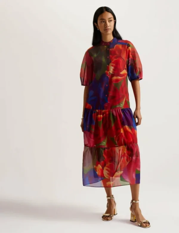 Miru Organza Tropical Bloom Midi Dress<Ted Baker Online