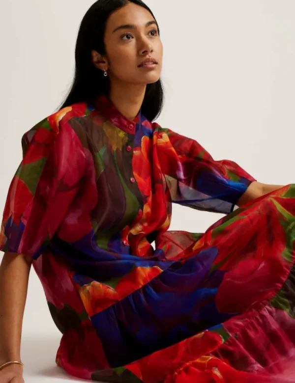 Miru Organza Tropical Bloom Midi Dress<Ted Baker Online