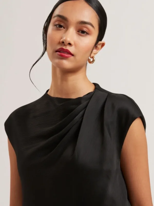 Misrina Drape Neck Detail Satin Top<Ted Baker Online