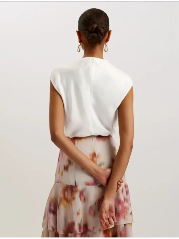 Misrina Drape Neck Detail Satin Top<Ted Baker Best Sale