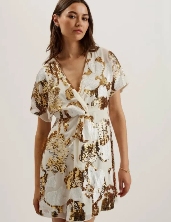 Noosh Knot Front V-Neck Sequin Mini Dress<Ted Baker Best Sale