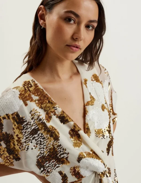 Noosh Knot Front V-Neck Sequin Mini Dress<Ted Baker Best Sale