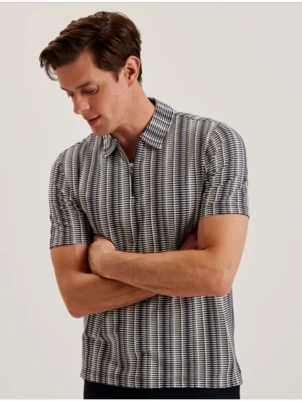 Octon Geo Stripe Zip Neck Polo Shirt<Ted Baker Cheap