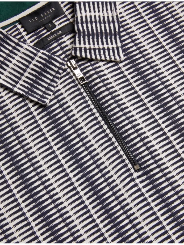 octon_geo_stripe_zip_neck_2.webp Octon Geo Stripe Zip Neck Polo Shirt<Ted Baker Cheap