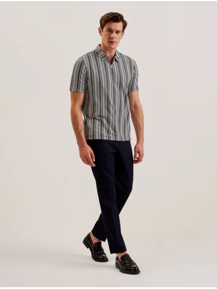 octon_geo_stripe_zip_neck_3.webp Octon Geo Stripe Zip Neck Polo Shirt<Ted Baker Cheap