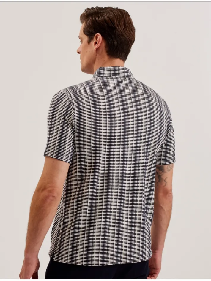 octon_geo_stripe_zip_neck_4.webp Octon Geo Stripe Zip Neck Polo Shirt<Ted Baker Cheap