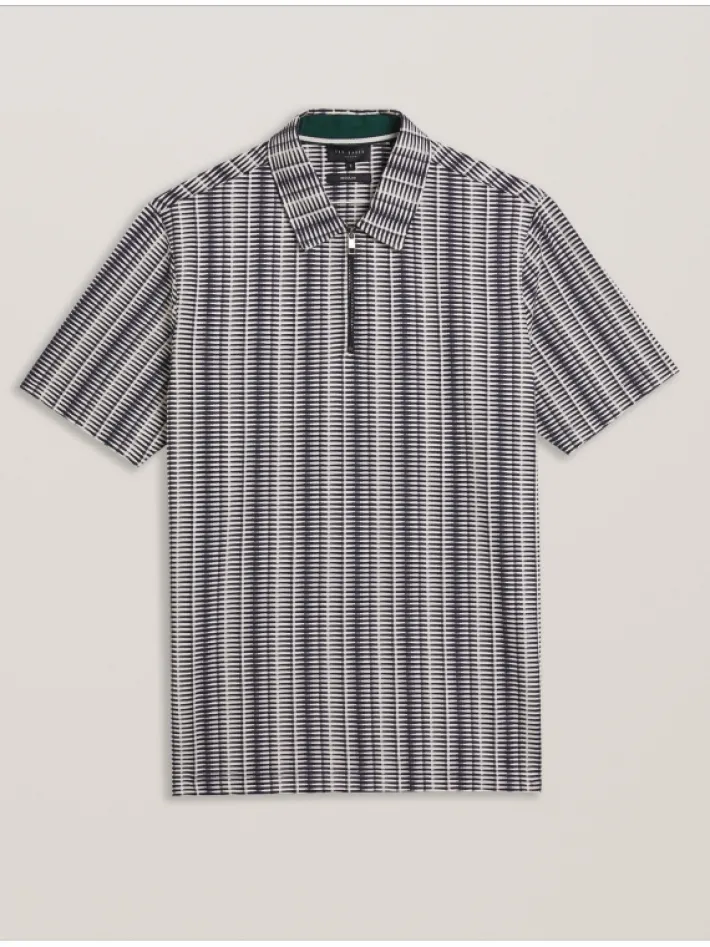 octon_geo_stripe_zip_neck_6.webp Octon Geo Stripe Zip Neck Polo Shirt<Ted Baker Cheap