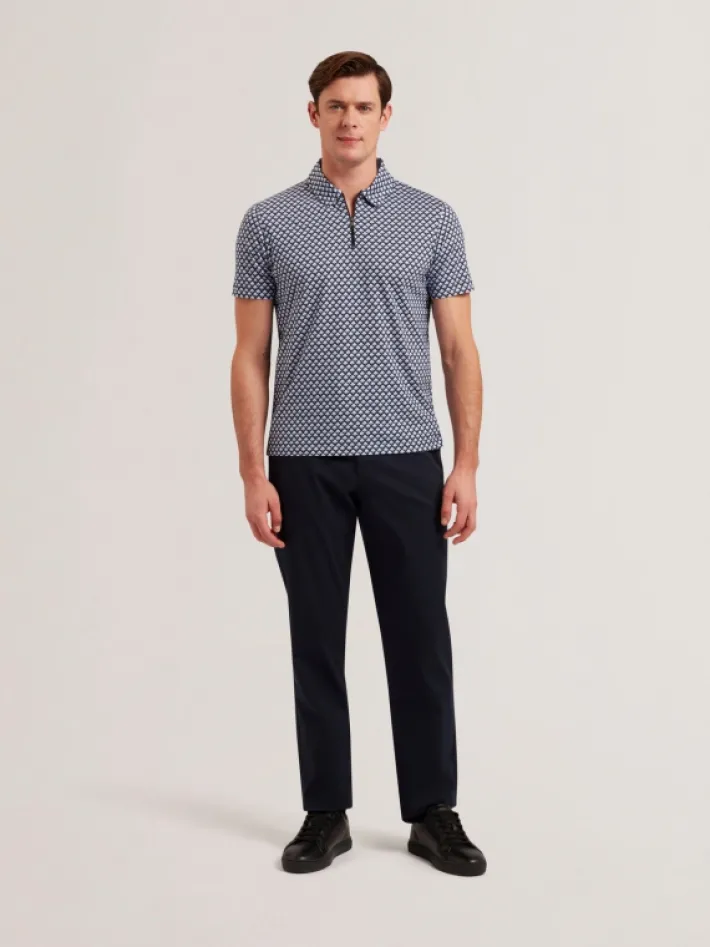 ounslo__short_sleeve_regu_0.webp Ounslo Short Sleeve Regular Fit Printed Zip Polo<Ted Baker Sale