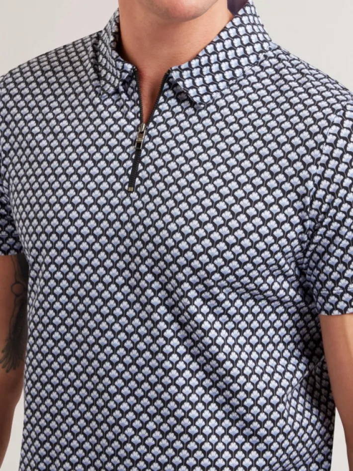 ounslo__short_sleeve_regu_2.webp Ounslo Short Sleeve Regular Fit Printed Zip Polo<Ted Baker Sale