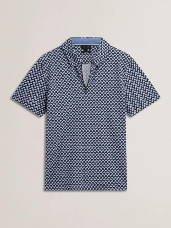 ounslo__short_sleeve_regu_4.webp Ounslo Short Sleeve Regular Fit Printed Zip Polo<Ted Baker Sale