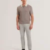 Paxto Textured Zip Polo With Striped Collar<Ted Baker Sale