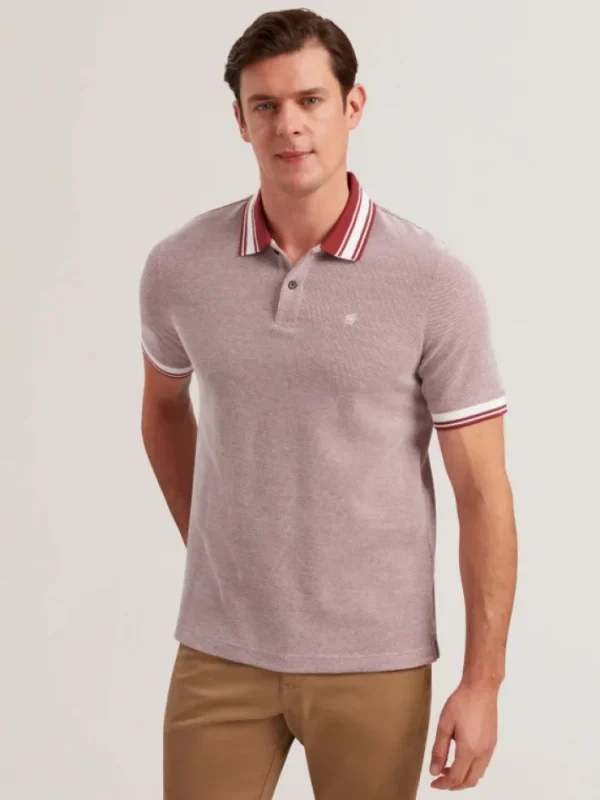 Phenes Textured Cotton Stripe Trim Polo Shirt<Ted Baker Hot