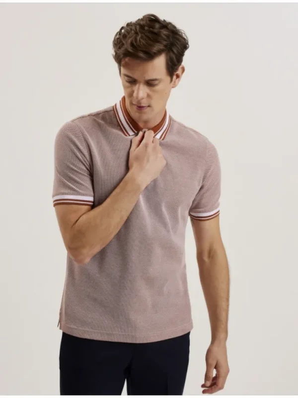 Phenes Textured Cotton Stripe Trim Polo Shirt<Ted Baker Online