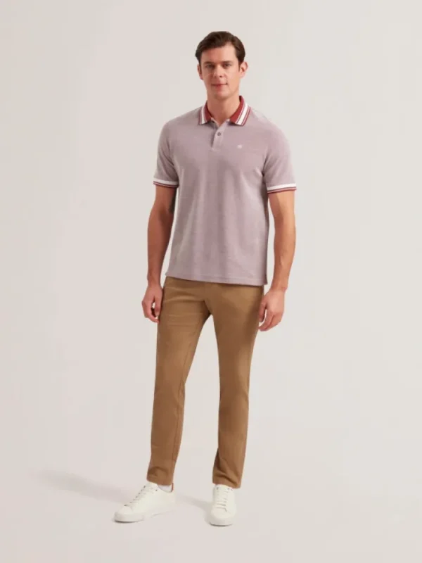 Phenes Textured Cotton Stripe Trim Polo Shirt<Ted Baker Hot