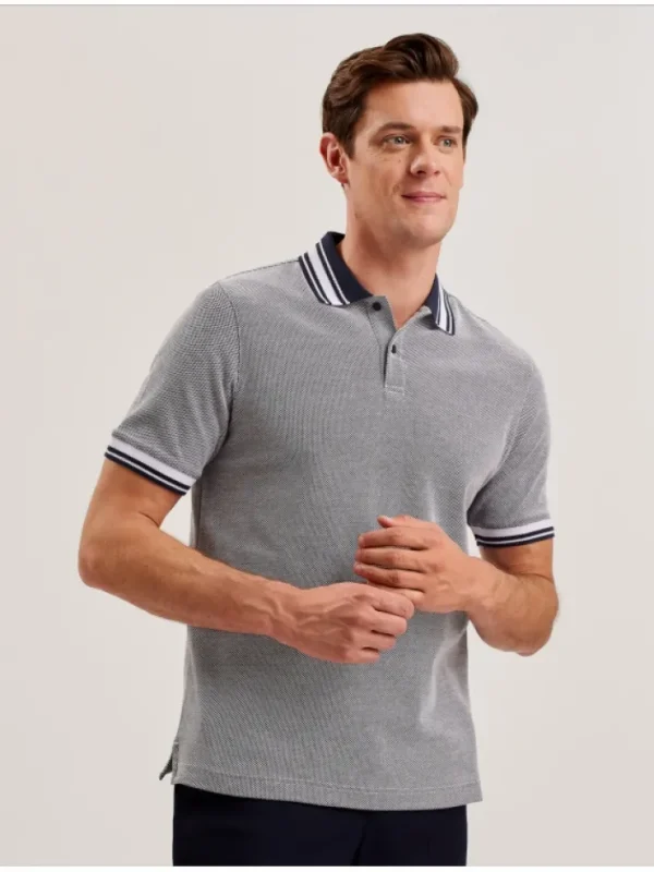 Phenes Textured Cotton Stripe Trim Polo Shirt<Ted Baker Best
