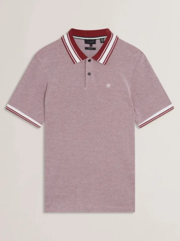 Phenes Textured Cotton Stripe Trim Polo Shirt<Ted Baker Hot