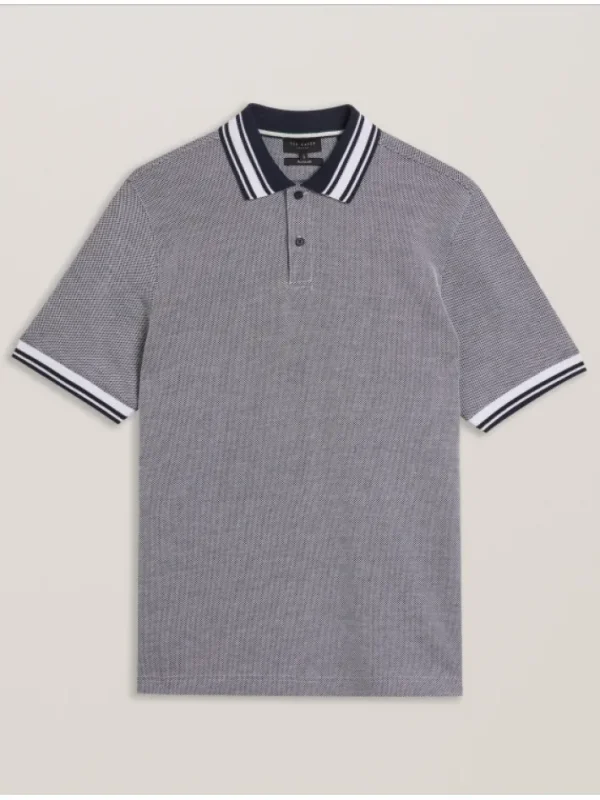 Phenes Textured Cotton Stripe Trim Polo Shirt<Ted Baker Best