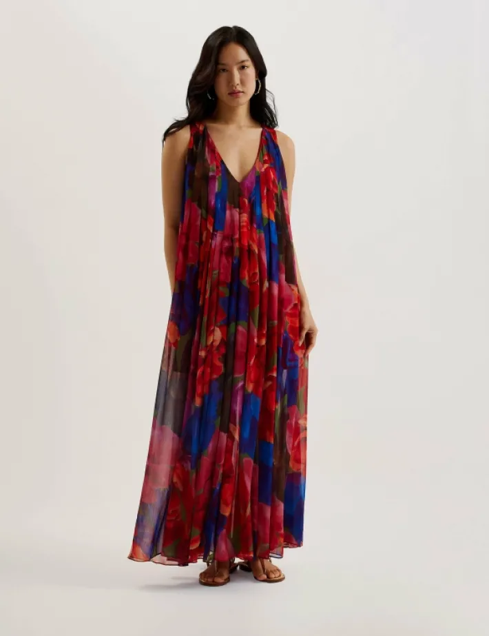 rabiusa_organza_tropical__0.webp Rabiusa Organza Tropical Bloom V-neck Maxi Dress<Ted Baker Cheap
