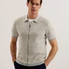 Rojor Short Sleeve Zip Through Textured Front Polo<Ted Baker Outlet