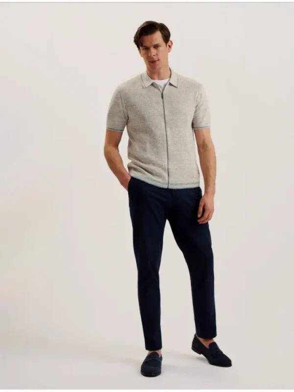 Rojor Short Sleeve Zip Through Textured Front Polo<Ted Baker Outlet