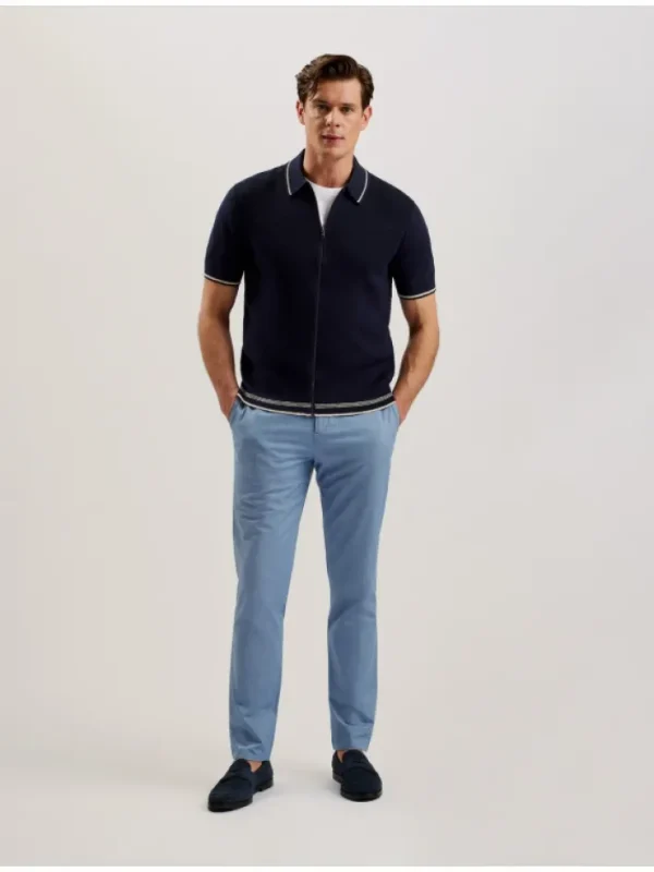 Rojor Short Sleeve Zip Through Textured Front Polo<Ted Baker Hot