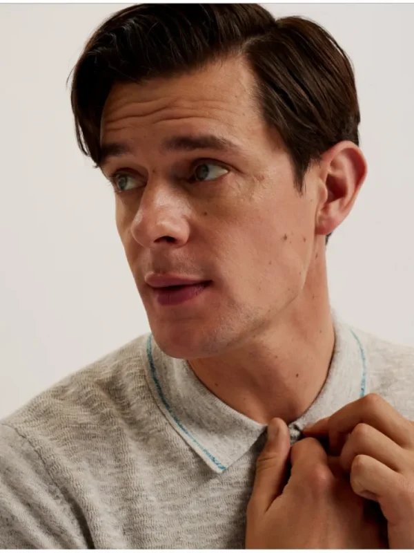 Rojor Short Sleeve Zip Through Textured Front Polo<Ted Baker Outlet