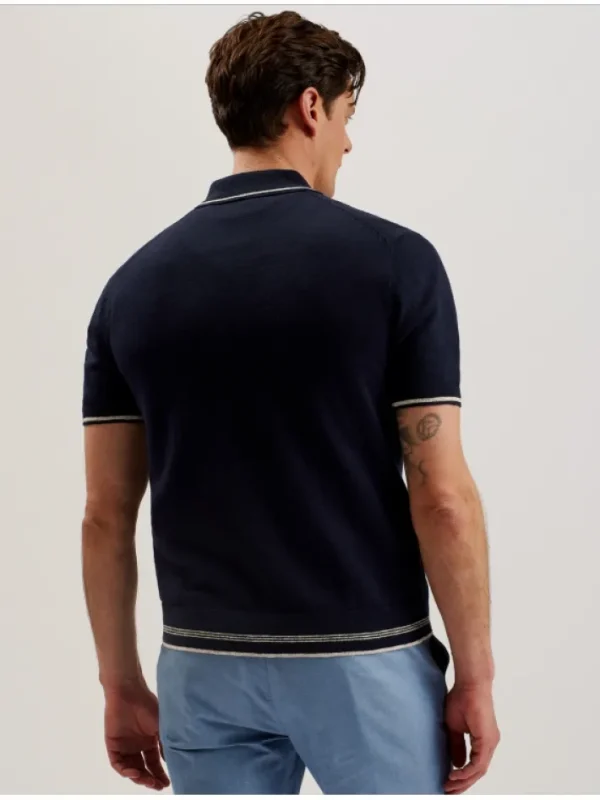 Rojor Short Sleeve Zip Through Textured Front Polo<Ted Baker Hot