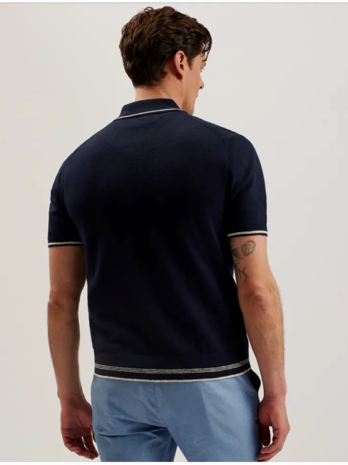 rojor_short_sleeve_zip_th_4.webp Rojor Short Sleeve Zip Through Textured Front Polo<Ted Baker Hot