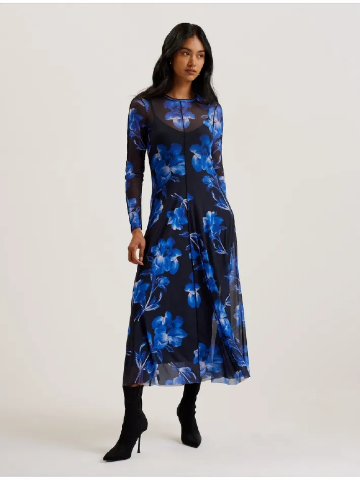 rozeen_mesh_long_sleeve_p_0.webp Rozeen Mesh Long Sleeve Printed Dress<Ted Baker Online