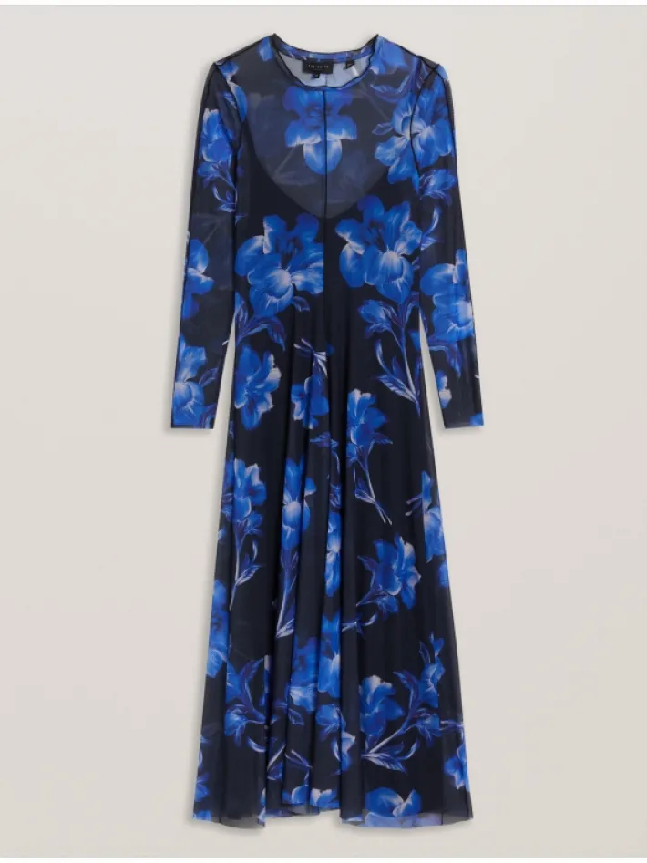 rozeen_mesh_long_sleeve_p_5.webp Rozeen Mesh Long Sleeve Printed Dress<Ted Baker Online