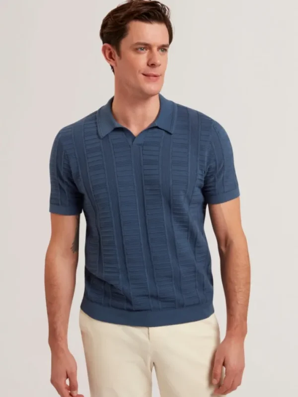 Ruzza Short Sleeve Open Neck Textured Polo<Ted Baker Best Sale