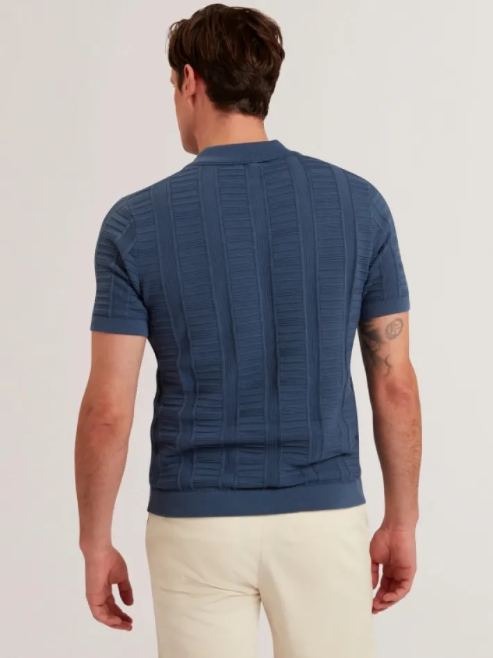 ruzza__short_sleeve_open__3.webp Ruzza Short Sleeve Open Neck Textured Polo<Ted Baker Best Sale