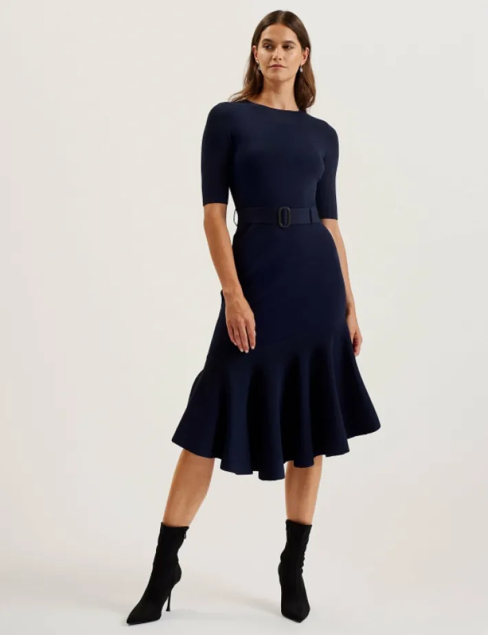 samalee__flippy_hem_knitt_0.webp Samalee Flippy Hem Knitted Midi Dress With Belt<Ted Baker Best