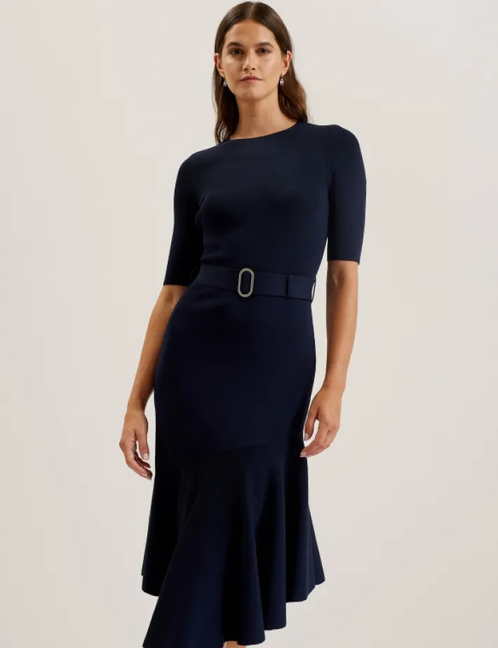 samalee__flippy_hem_knitt_1.webp Samalee Flippy Hem Knitted Midi Dress With Belt<Ted Baker Best