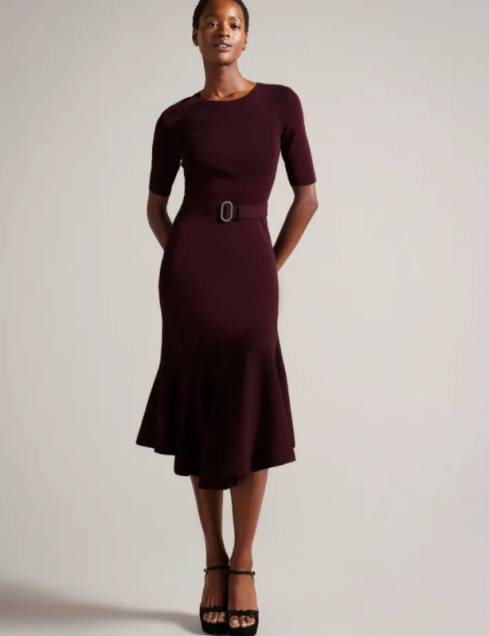 samalee_flippy_hem_knitte_0.webp Samalee Flippy Hem Knitted Midi Dress With Belt<Ted Baker Clearance