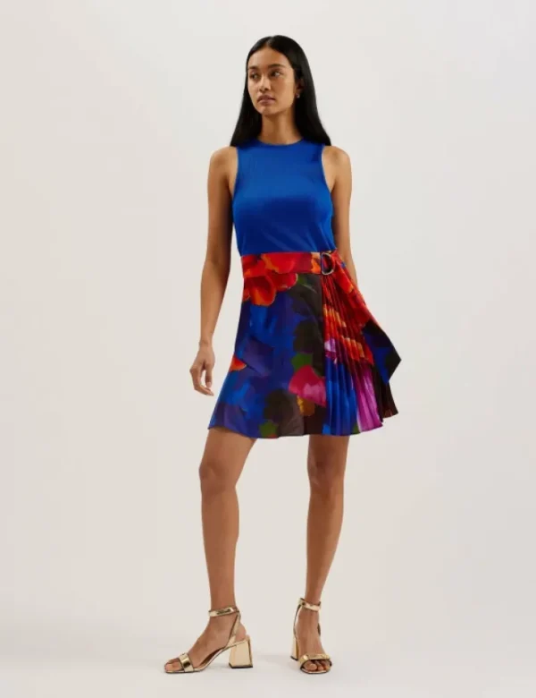 Sandiyy Printed Pleated Mini Dress with Knit Bodice<Ted Baker Hot