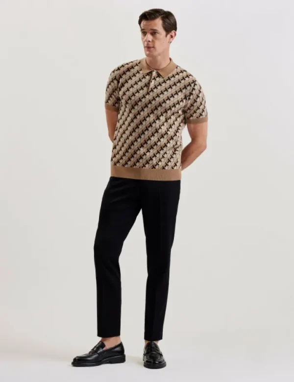 Seferry Interlocking T Jacquard Knitted Polo Shirt<Ted Baker Store