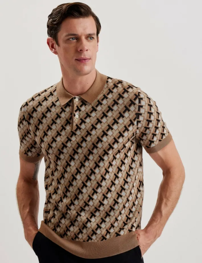 seferry_interlocking_t_ja_1.webp Seferry Interlocking T Jacquard Knitted Polo Shirt<Ted Baker Store