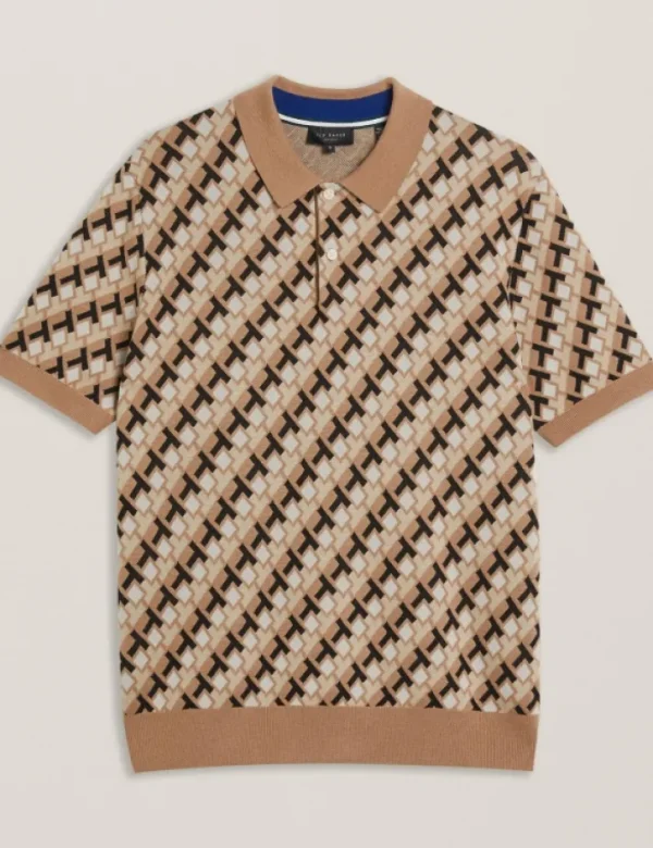 Seferry Interlocking T Jacquard Knitted Polo Shirt<Ted Baker Store