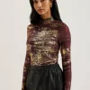 Sofiy Foil Print High Neck Mesh Top<Ted Baker Discount