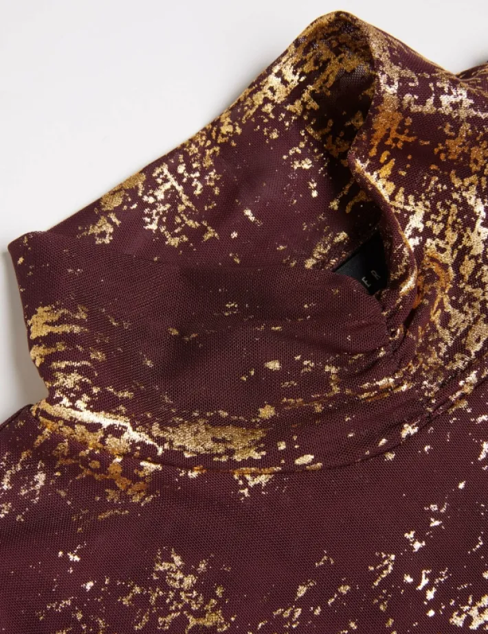 sofiy_foil_print_high_nec_2.webp Sofiy Foil Print High Neck Mesh Top<Ted Baker Discount