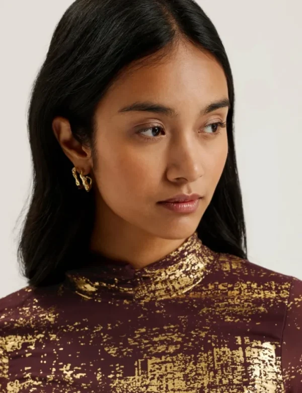 Sofiy Foil Print High Neck Mesh Top<Ted Baker Discount